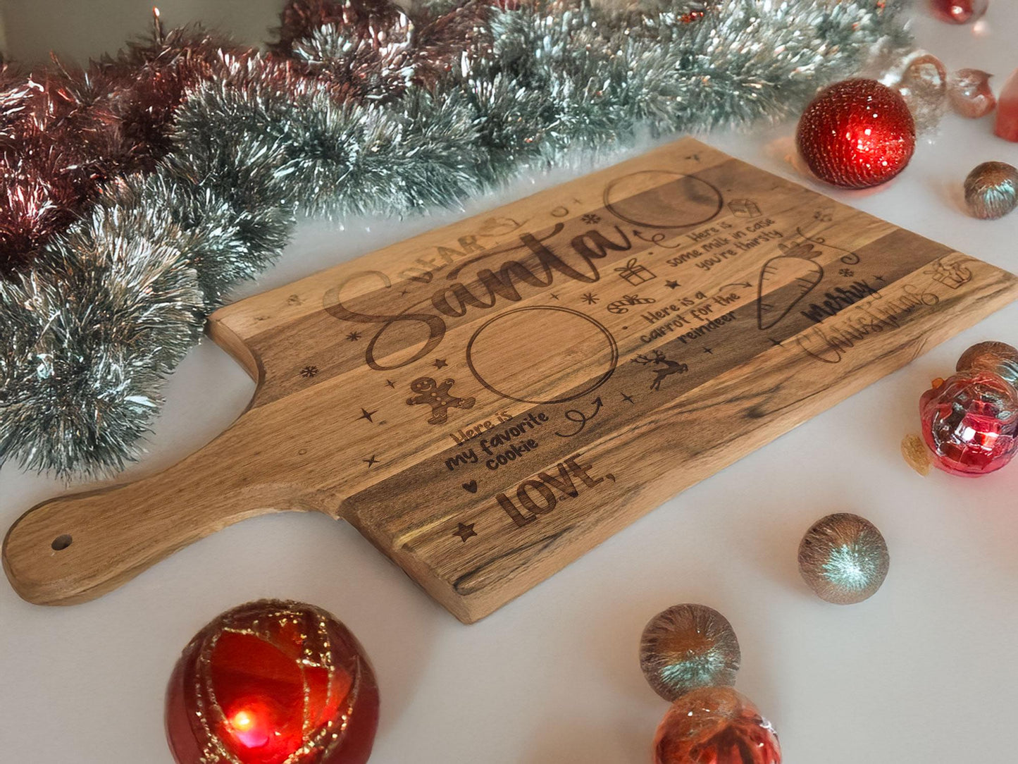 Dear Santa personalized cutting board, personalized gifts, Christmas gift ideas, Kids Christmas, Dear Santa Cookie and milk tray