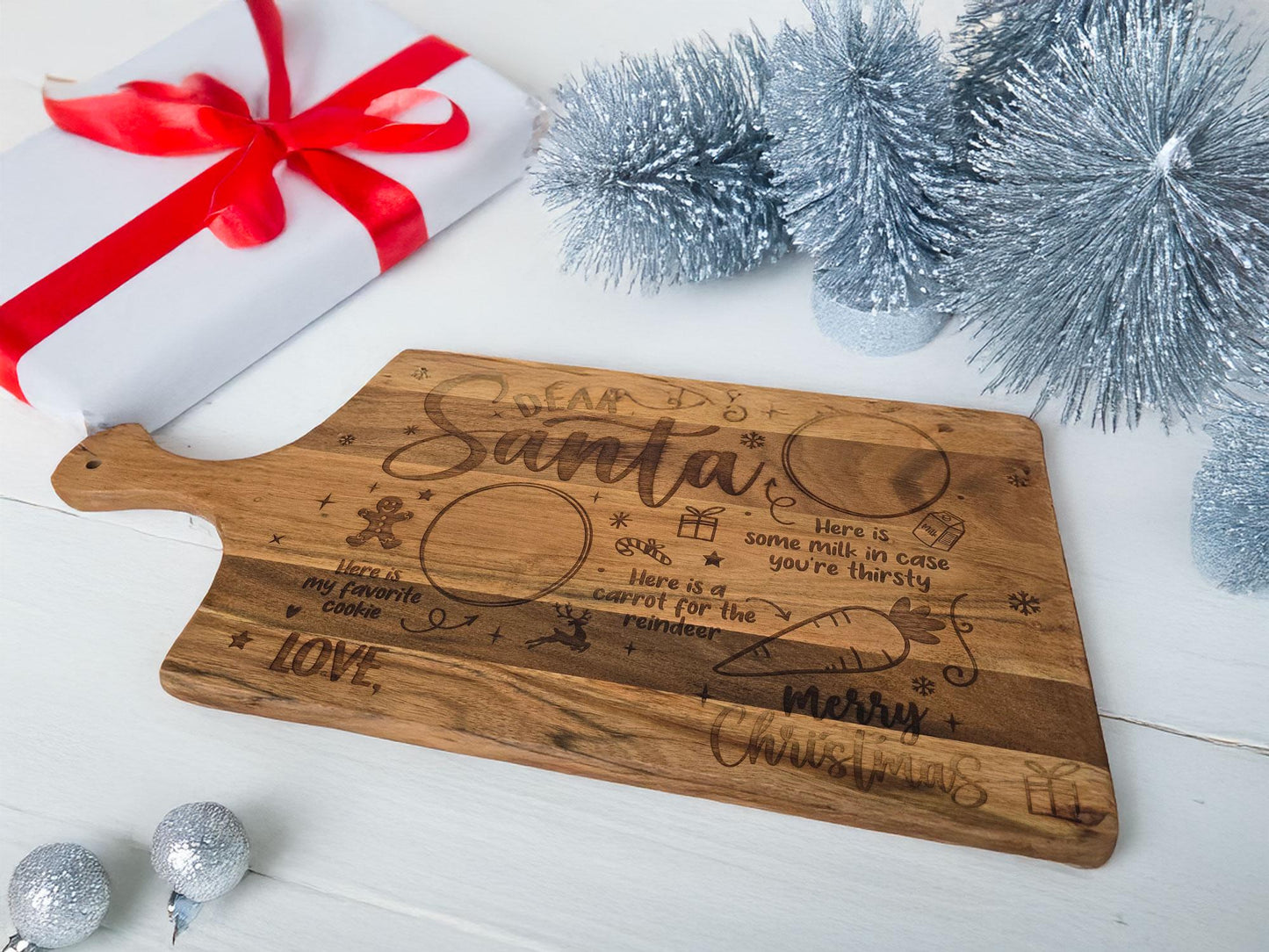 Dear Santa personalized cutting board, personalized gifts, Christmas gift ideas, Kids Christmas, Dear Santa Cookie and milk tray