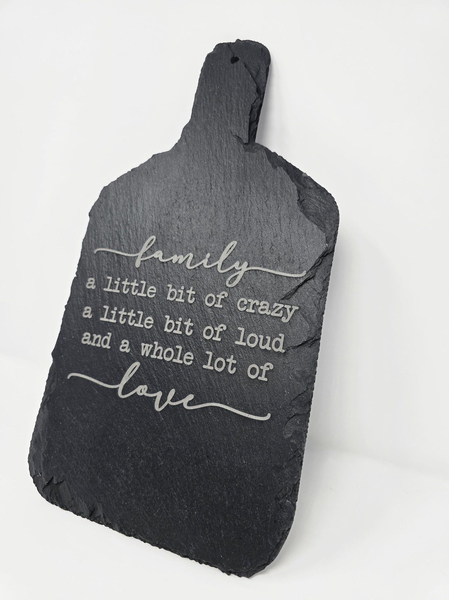 Engraved Slate Charcuterie Board – Family Quote – Custom Cutting Board – Rustic Kitchen Decor – Mother's Day Gift –Personalized Gift for Mom