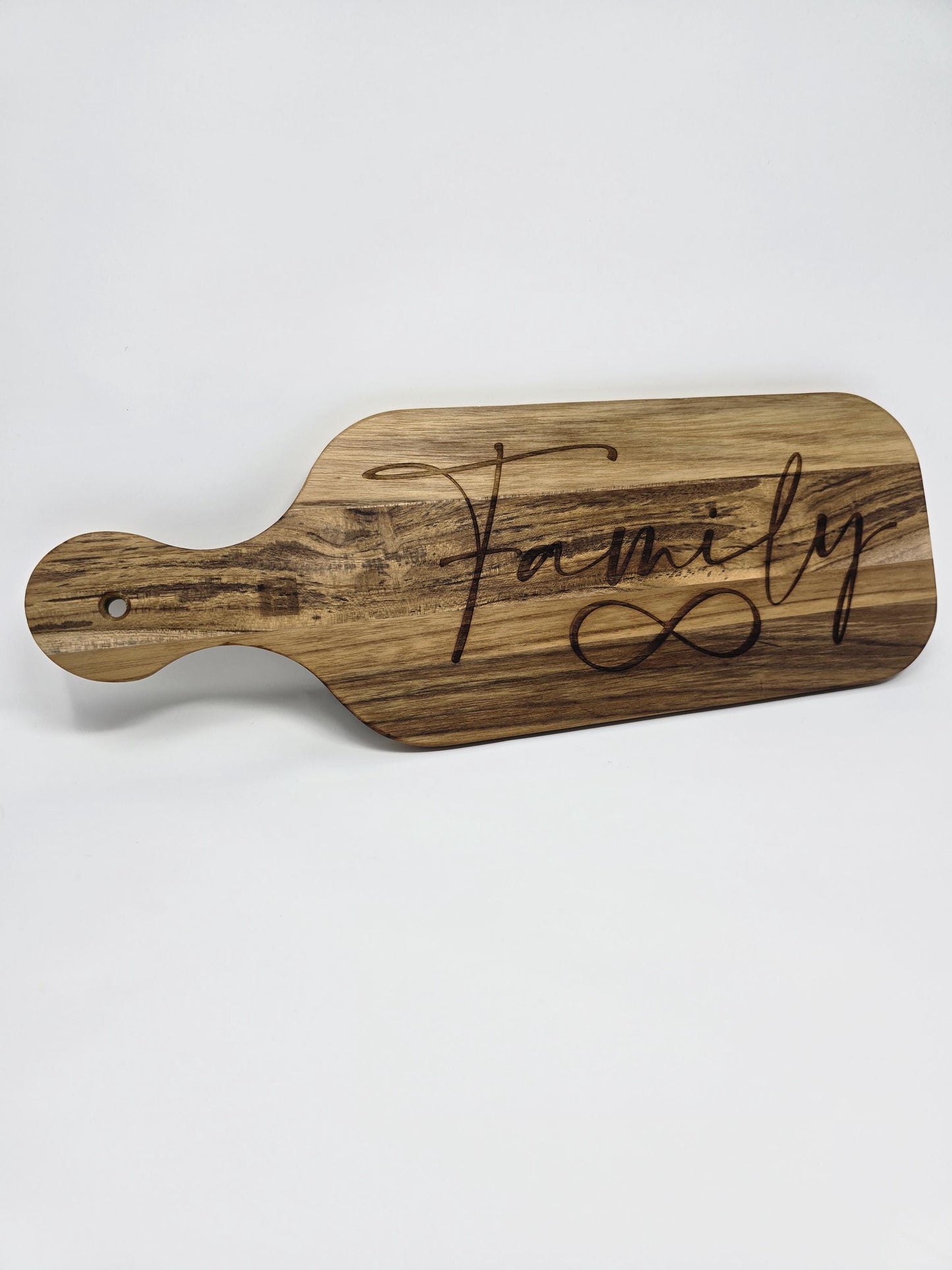Engraved Cutting Board with Family & Infinity Symbol – Rustic Slate, Walnut, or Maple – Personalized Gift – Housewarming- Mother’s Day Gift