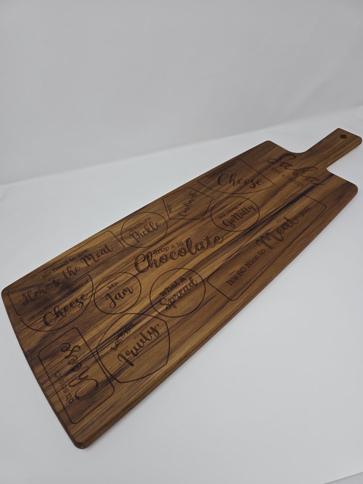 Personalized Charcuterie Board with Engraved Name & Date – Custom Cheese Board with Food Placement Guide – Wedding or Housewarming Gift