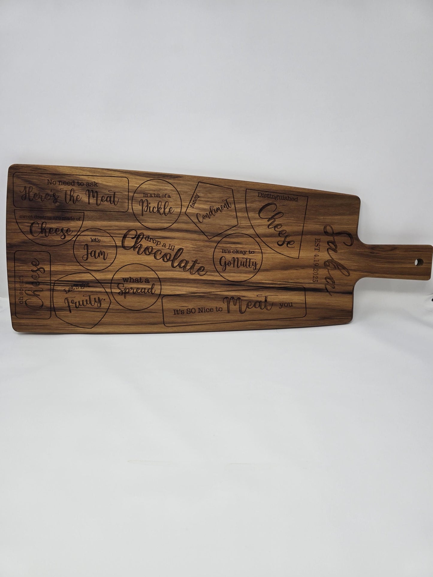 Personalized Charcuterie Board with Engraved Name & Date – Custom Cheese Board with Food Placement Guide – Wedding or Housewarming Gift