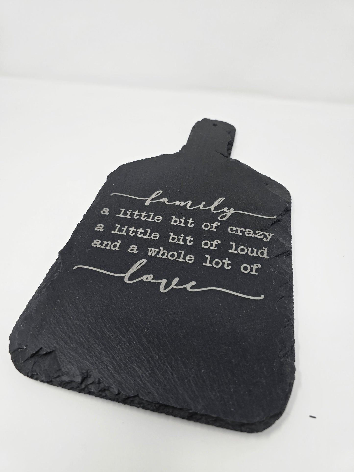 Engraved Slate Charcuterie Board – Family Quote – Custom Cutting Board – Rustic Kitchen Decor – Mother's Day Gift –Personalized Gift for Mom