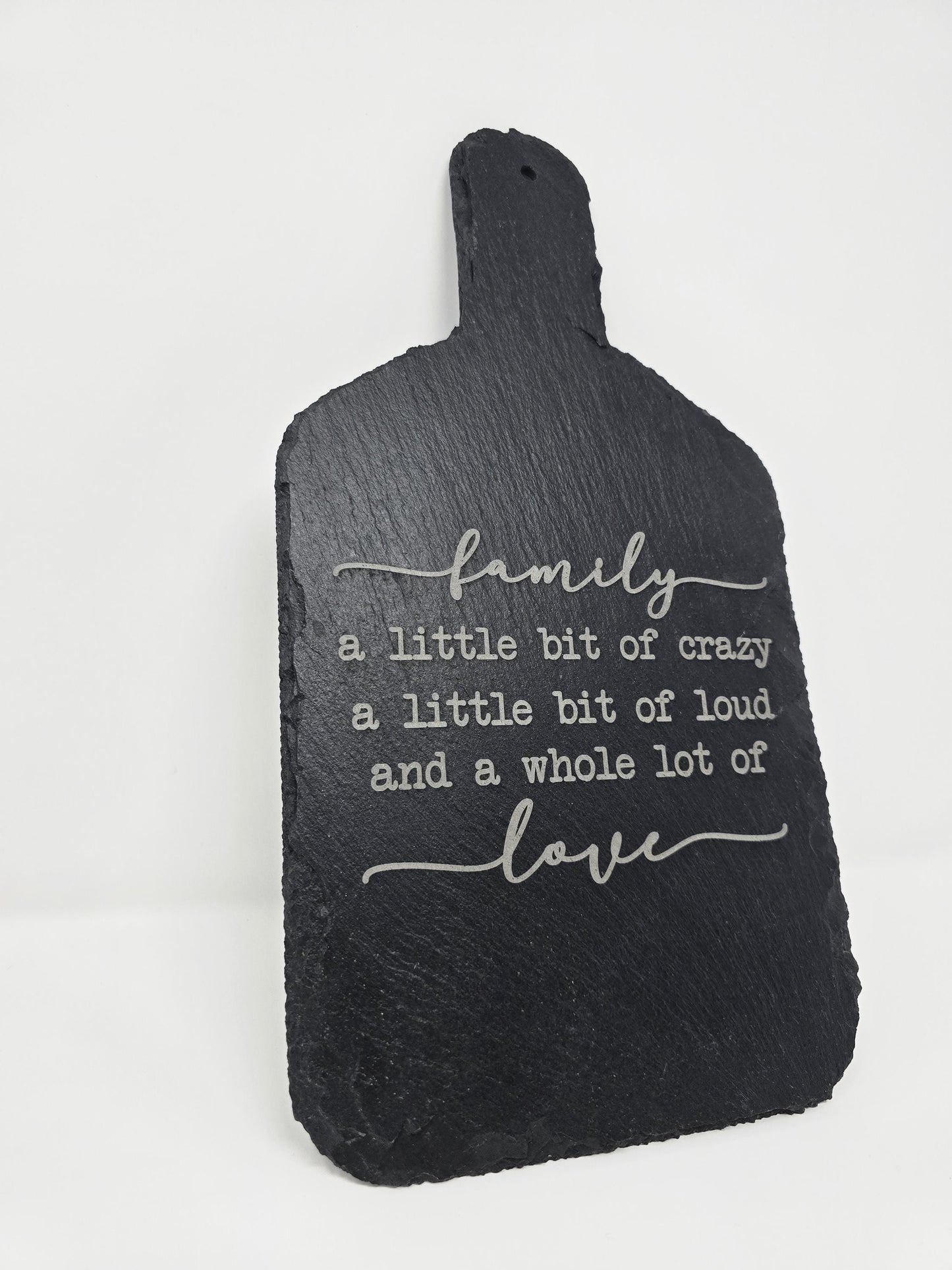 Engraved Slate Charcuterie Board – Family Quote – Custom Cutting Board – Rustic Kitchen Decor – Mother's Day Gift –Personalized Gift for Mom