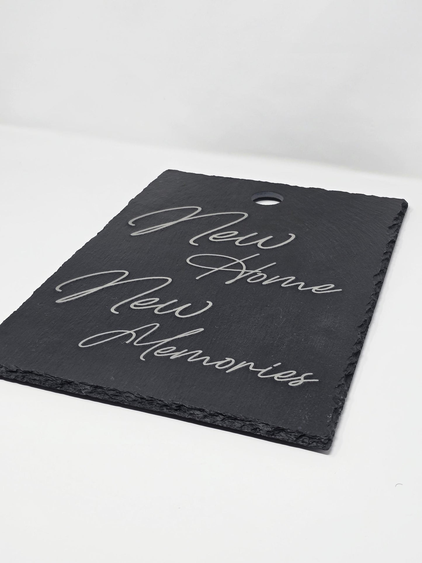 Engraved Cutting Board – “New Home New Memories” – Housewarming Gift – Rustic Kitchen Decor – Personalized Charcuterie Board