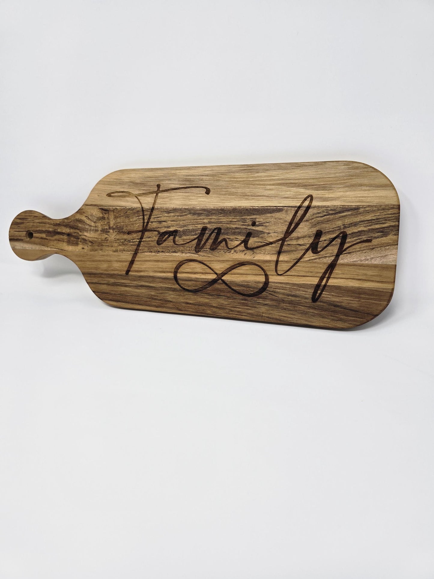 Engraved Cutting Board with Family & Infinity Symbol – Rustic Slate, Walnut, or Maple – Personalized Gift – Housewarming- Mother’s Day Gift