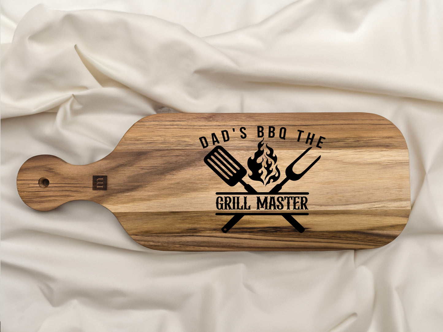 "Dad's BBQ The Grill Master" Engraved Teak Cutting Board