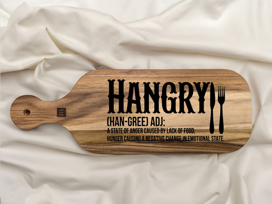 "Hangry" Engraved Teak Cutting Board