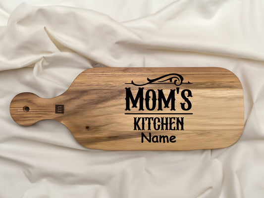 "MOM's Kitchen" Personalized Engraved with name Teak Cutting Board